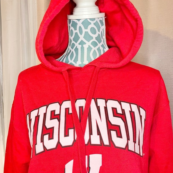 Wisconsin unisex red hooded sweater - Picture 2 of 14